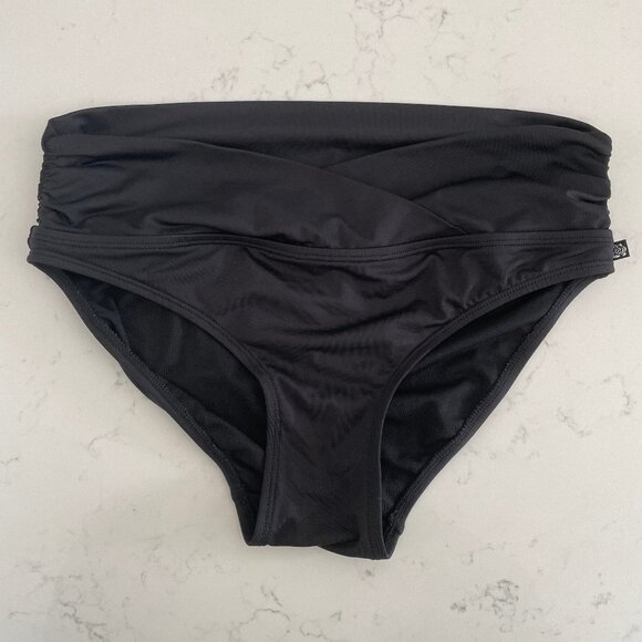 la Vie en Rose Aqua Polyester Elastane Bikini Bottoms w Side Ruching Black Sz S - Picture 1 of 7
